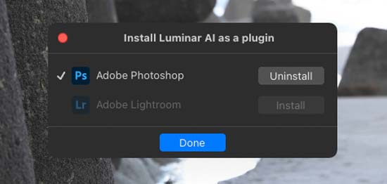 luminar ai photoshop plugin not working