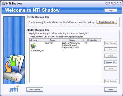 NTI Shadow 3 - Job List