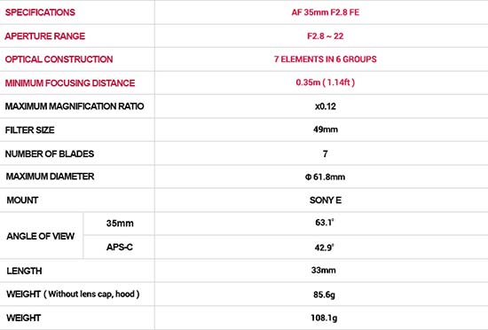 Samyang AF 35mm f/2.8 FE