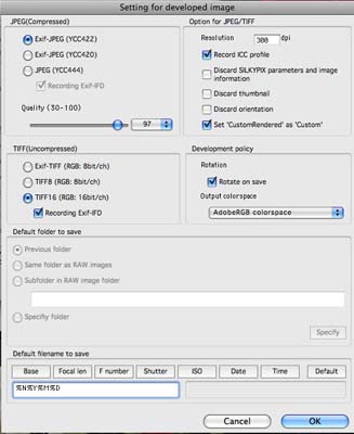 Silkypix Developer Studio - Batch Settings