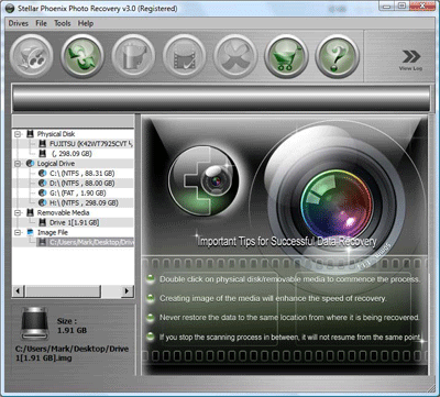 Stellar Phoenix  Photo Recovery - Main Interface