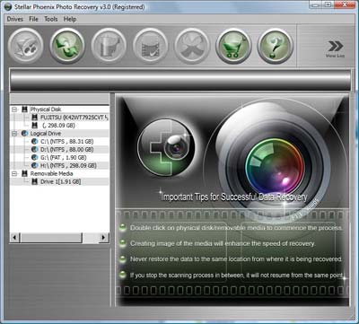 Stellar Phoenix  Photo Recovery - Main Interface